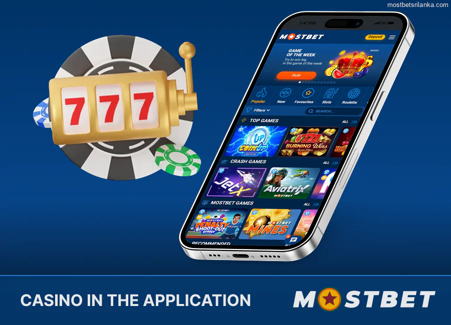Play casino games on the Mostbet app