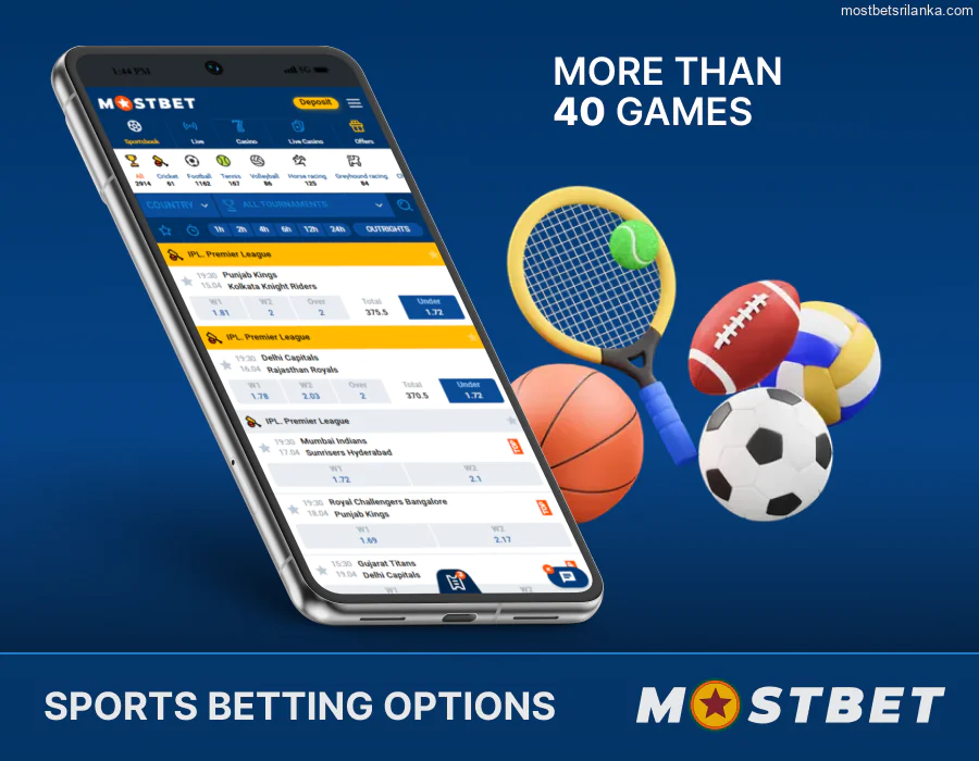 Many sports betting options on the Mostbet Sri Lanka app
