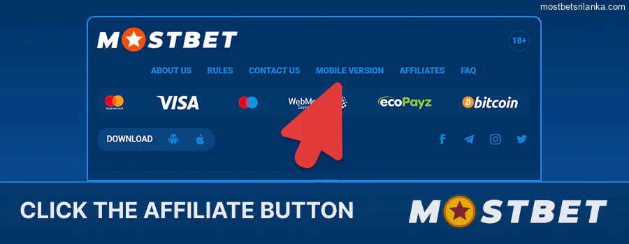Find the Mostbet affiliate area on the page