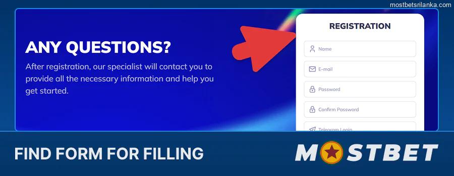 Click it and scroll to Mostbet's partner form