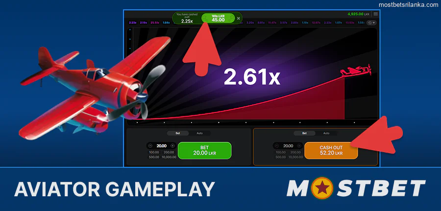 Mostbet Aviator game interface and features