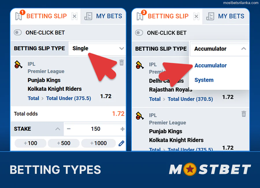 Explore the different types of bets available at Mostbet Sri Lanka