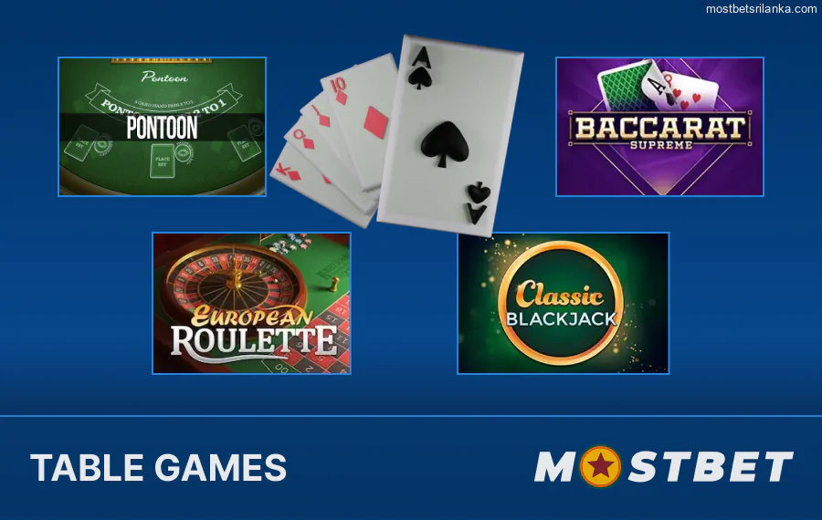 Сlassic table games at Mostbet Casino